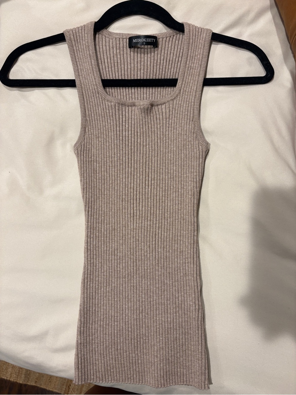 Ribbed Tank Top in Taupe